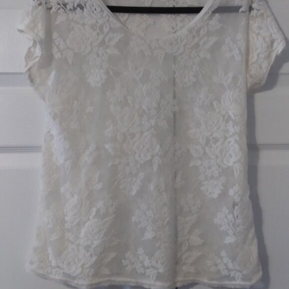 NEU LOOK White Lace Women's Top Sz- 12 (M) - Picture 6 of 8